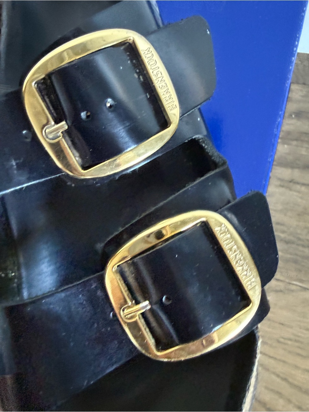 Birkenstock Big Buckle High Shine Black Arizona Sandals - Picture 12 of 14